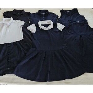Lot Of 6 Girls School Uniform Dresses Navy Blue Size 16 & 14